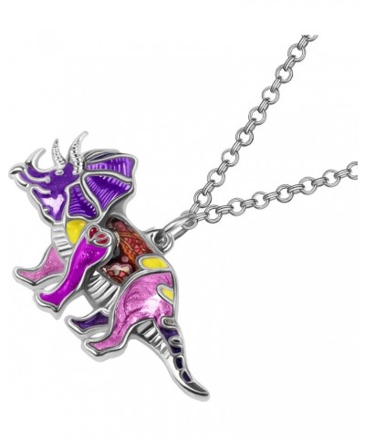 Cute Enamel Triceratops Dinosaur Necklace Pendant for Women Girls Fantasy Jewelry Gifts Purple $8.09 Necklaces