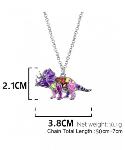 Cute Enamel Triceratops Dinosaur Necklace Pendant for Women Girls Fantasy Jewelry Gifts Purple $8.09 Necklaces