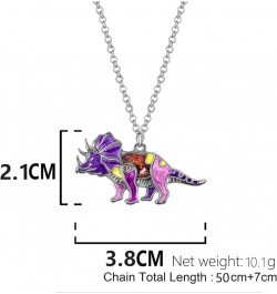 Cute Enamel Triceratops Dinosaur Necklace Pendant for Women Girls Fantasy Jewelry Gifts Purple $8.09 Necklaces