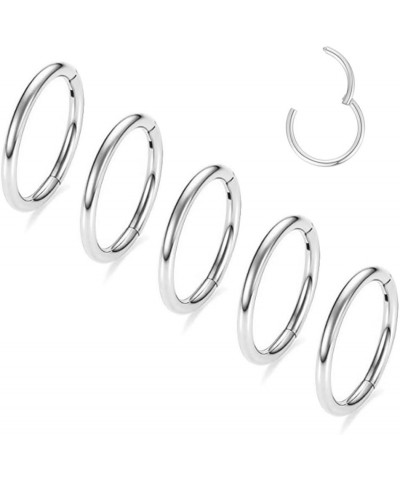 MOQIKAKA16G 18G 20G Surgical Steel Nose Septum Rings Hoops - Stainless Steel Hinged Clicker Segment Nose Rings Hoop Helix Car...