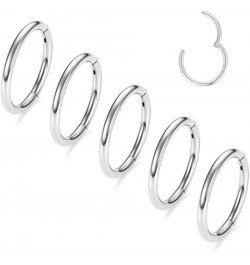 MOQIKAKA16G 18G 20G Surgical Steel Nose Septum Rings Hoops - Stainless Steel Hinged Clicker Segment Nose Rings Hoop Helix Car...