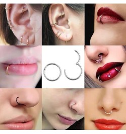 MOQIKAKA16G 18G 20G Surgical Steel Nose Septum Rings Hoops - Stainless Steel Hinged Clicker Segment Nose Rings Hoop Helix Car...