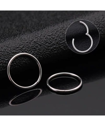 MOQIKAKA16G 18G 20G Surgical Steel Nose Septum Rings Hoops - Stainless Steel Hinged Clicker Segment Nose Rings Hoop Helix Car...