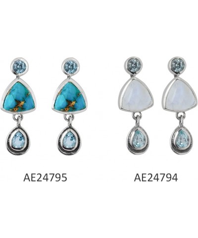 Rainbow Moonstone Sky Blue Topaz Drop Earrings Solid 925 Sterling Silver Jewelry for Women $16.10 Earrings