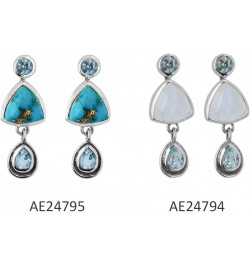 Rainbow Moonstone Sky Blue Topaz Drop Earrings Solid 925 Sterling Silver Jewelry for Women $16.10 Earrings