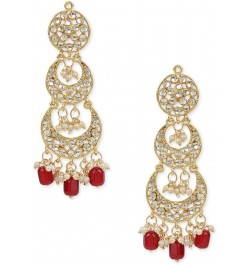 18K Gold Plated Indian Wedding Bollywood Alloy Kundan Stones & Pearl Earrings For Women(E3034) Maroon $14.25 Earrings