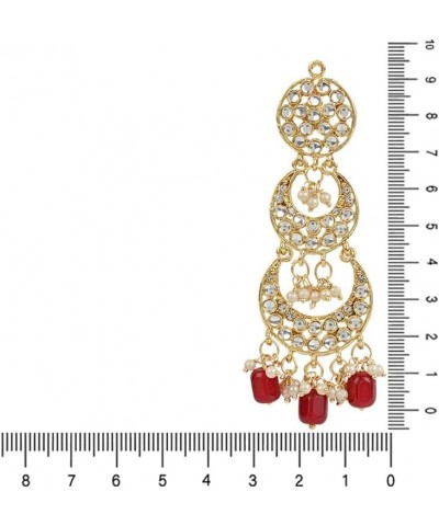 18K Gold Plated Indian Wedding Bollywood Alloy Kundan Stones & Pearl Earrings For Women(E3034) Maroon $14.25 Earrings