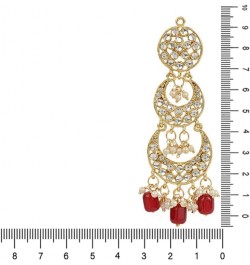 18K Gold Plated Indian Wedding Bollywood Alloy Kundan Stones & Pearl Earrings For Women(E3034) Maroon $14.25 Earrings