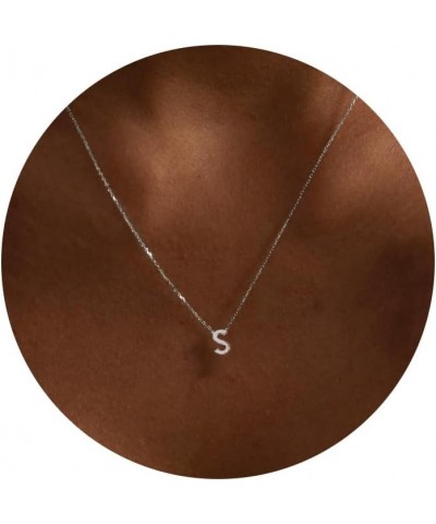 Initial Necklaces for Women,Dainty Silver Letter Necklace Name Personalized Monogram Pendant Necklace Simple Cute Initial Nec...