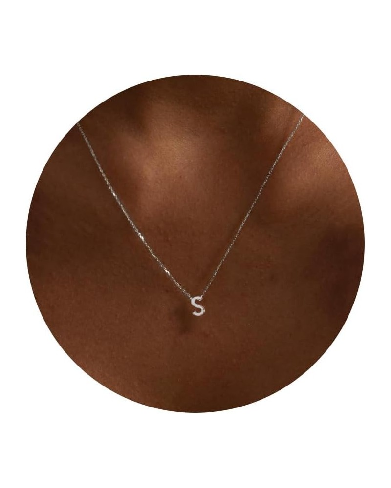 Initial Necklaces for Women,Dainty Silver Letter Necklace Name Personalized Monogram Pendant Necklace Simple Cute Initial Nec...