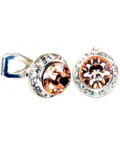 11mm (0.44 inch) Diameter Clip-on Earrings with Swarovski Elements Simulated Rhinestone Center- 362 Peach $12.30 Earrings