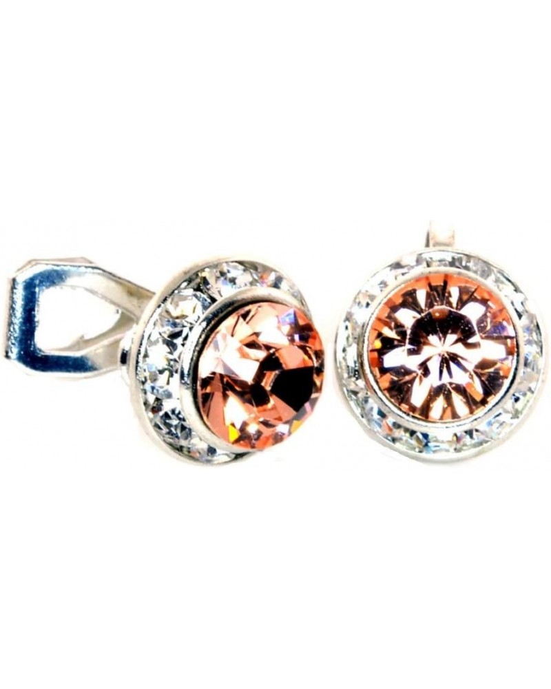 11mm (0.44 inch) Diameter Clip-on Earrings with Swarovski Elements Simulated Rhinestone Center- 362 Peach $12.30 Earrings