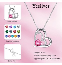 Heart Birthstone Necklace Gifts for Mom Sister , 925 Sterling Silver Love Heart Necklace Sister Birthstone Jewelry Necklace C...