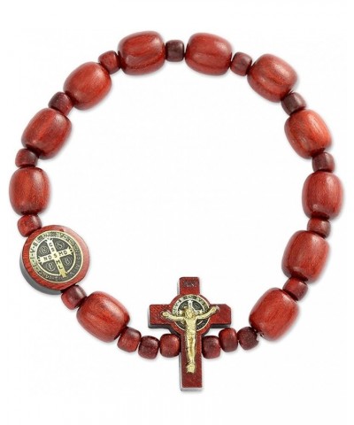 Catholic Religious Wear Elasticated Saint Benedict Bracelet Wooden Beads Decade Rosary Stretchable Bracelet for Men and Women...