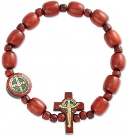 Catholic Religious Wear Elasticated Saint Benedict Bracelet Wooden Beads Decade Rosary Stretchable Bracelet for Men and Women...