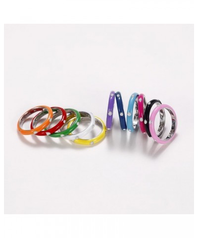 Stackable Enamel Ring 925 Sterling Silver Cubic Zirconia Rainbow Eternity Stacking Band Rings for Women 8(Red) 6 Purple $9.27...