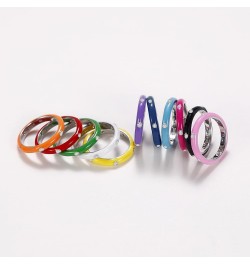 Stackable Enamel Ring 925 Sterling Silver Cubic Zirconia Rainbow Eternity Stacking Band Rings for Women 8(Red) 6 Purple $9.27...