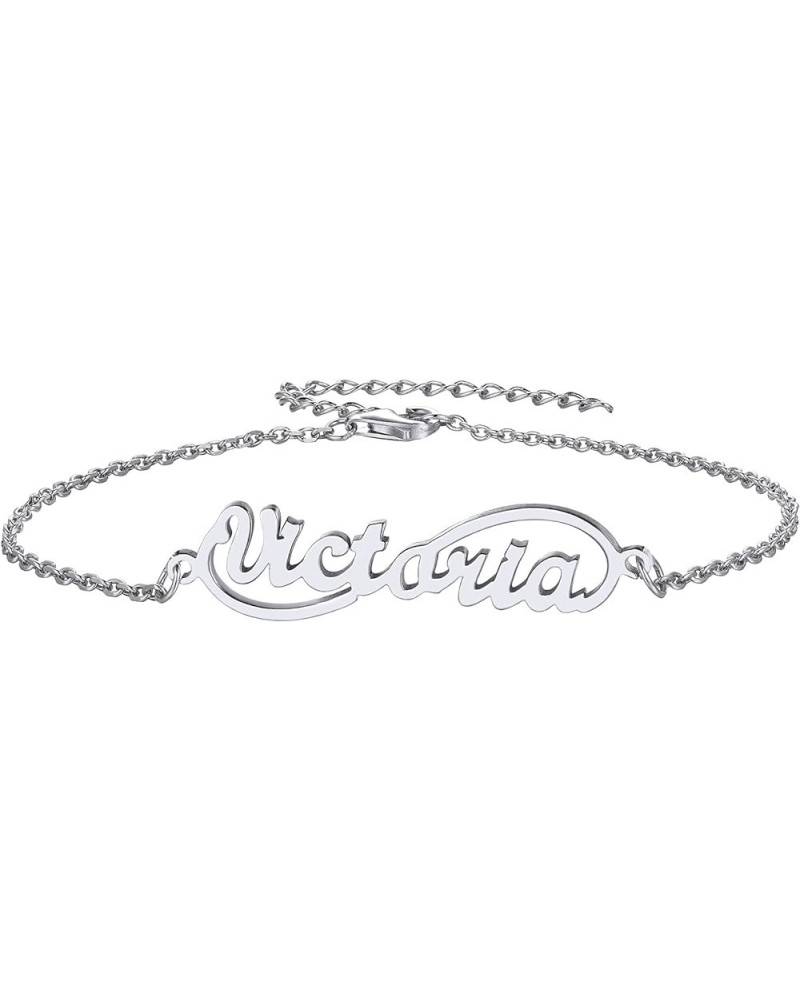 18K Gold Plated/Stailess Steel Custom Name Plated Anklet Bracelet Women Adjustable Length Fit 6.5" 7.5" 8.5" 10.5 Design 2-St...