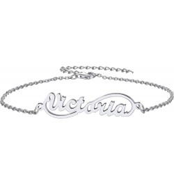 18K Gold Plated/Stailess Steel Custom Name Plated Anklet Bracelet Women Adjustable Length Fit 6.5" 7.5" 8.5" 10.5 Design 2-St...