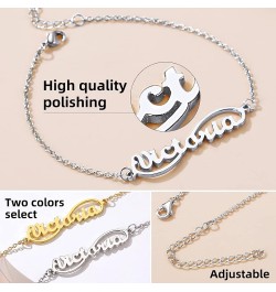 18K Gold Plated/Stailess Steel Custom Name Plated Anklet Bracelet Women Adjustable Length Fit 6.5" 7.5" 8.5" 10.5 Design 2-St...