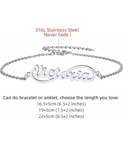 18K Gold Plated/Stailess Steel Custom Name Plated Anklet Bracelet Women Adjustable Length Fit 6.5" 7.5" 8.5" 10.5 Design 2-St...