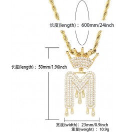 Initial Necklaces for Women 18K Plated Gold Initial Necklace for Men Silver Iced Out Diamond Name Letter Necklace Gold M 24.0...