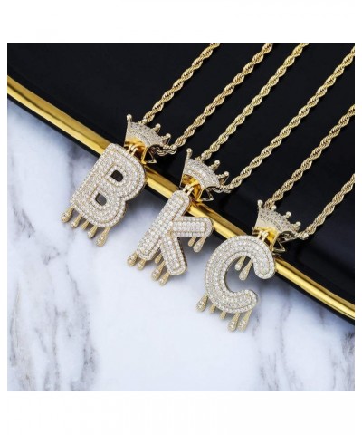 Initial Necklaces for Women 18K Plated Gold Initial Necklace for Men Silver Iced Out Diamond Name Letter Necklace Gold M 24.0...