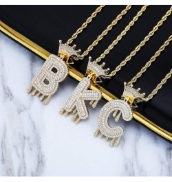 Initial Necklaces for Women 18K Plated Gold Initial Necklace for Men Silver Iced Out Diamond Name Letter Necklace Gold M 24.0...