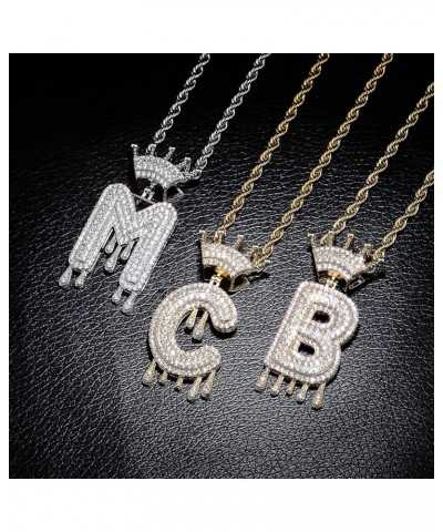 Initial Necklaces for Women 18K Plated Gold Initial Necklace for Men Silver Iced Out Diamond Name Letter Necklace Gold M 24.0...