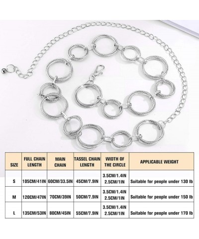 O-Ring Chain Belts for Women Waist Band Belt for Dress Link Chain Gift Crystal Silver Small(105cm/41.3in) $9.50 Body Jewelry