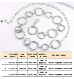 O-Ring Chain Belts for Women Waist Band Belt for Dress Link Chain Gift Crystal Silver Small(105cm/41.3in) $9.50 Body Jewelry