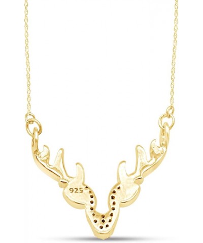 Round White Natural Diamond Accent Deer Antler Pendant in 14K Gold Over Sterling Silver yellow-gold-plated-silver $32.18 Neck...