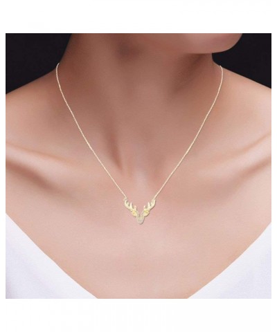 Round White Natural Diamond Accent Deer Antler Pendant in 14K Gold Over Sterling Silver yellow-gold-plated-silver $32.18 Neck...