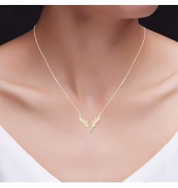 Round White Natural Diamond Accent Deer Antler Pendant in 14K Gold Over Sterling Silver yellow-gold-plated-silver $32.18 Neck...