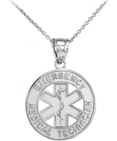 925 Sterling Silver EMT Charm Emergency Medical Technician Star of Life Pendant Necklace 20.0 Inches $16.63 Necklaces