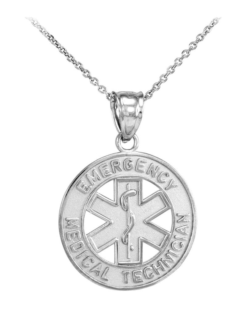 925 Sterling Silver EMT Charm Emergency Medical Technician Star of Life Pendant Necklace 20.0 Inches $16.63 Necklaces