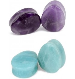 Amethyst Amazonite Ear Plugs Tunnels Organic Natural Stone Stretcher Expander Gauges Earrings Teardrop Double Flared Body Pie...