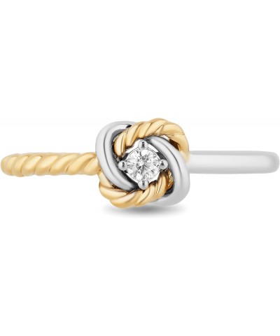 Hallmark Fine Jewelry Sterling Silver and 14K Yellow Gold Natural White Round Diamond Accents Love Knot Promise Ring $109.65 ...