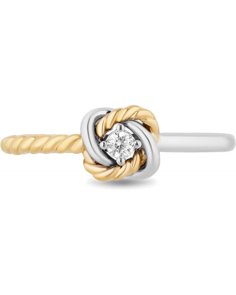 Hallmark Fine Jewelry Sterling Silver and 14K Yellow Gold Natural White Round Diamond Accents Love Knot Promise Ring $109.65 ...