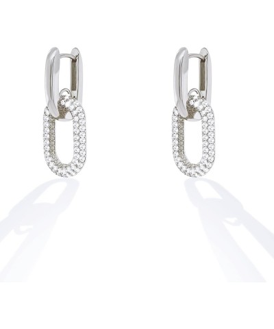 Chain Link Earrings for Women 14K Gold Plated Paperclip Link Earrings CZ Paved Drop Dangle Earrings RH3C0807-1 $11.96 Earrings