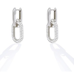 Chain Link Earrings for Women 14K Gold Plated Paperclip Link Earrings CZ Paved Drop Dangle Earrings RH3C0807-1 $11.96 Earrings