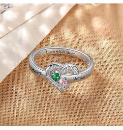 Personalized 2 Birthstones Ring for Mothers Day Birthday,S925 10K 14K 18K Solid Gold Custom Birthstones Rings with Simulated ...