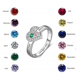 Personalized 2 Birthstones Ring for Mothers Day Birthday,S925 10K 14K 18K Solid Gold Custom Birthstones Rings with Simulated ...