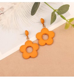 Flower Earrings, 60s 70s Daisy Floral Earrings, Klein Blue Yellow Clay Dangle Flower Earrings For Women, Girls Yellow $5.02 E...