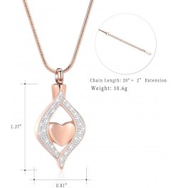 Heart Urn Neckalce for Ashes for Women Crystal Teardrop Cremation Jewelry Ashes Keepsake Pendant Memorial Jewelry Gifts for A...