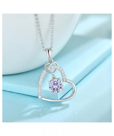 Women's Birthstone Necklaces 925 Sterling Silver Heart Pendant Necklace for Women Christmas Birthday Gift 06 June-Alexandrite...