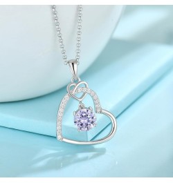 Women's Birthstone Necklaces 925 Sterling Silver Heart Pendant Necklace for Women Christmas Birthday Gift 06 June-Alexandrite...