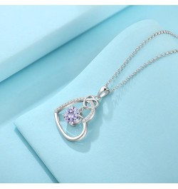 Women's Birthstone Necklaces 925 Sterling Silver Heart Pendant Necklace for Women Christmas Birthday Gift 06 June-Alexandrite...