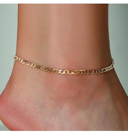 Gold Ankle Bracelets for Women Teen Girls, 18K Gold Plated Dainty Ankles Waterproof Cuban Herringbone Figaro Chain Anklets Se...