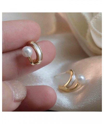 Vintage Tiny Pearl Hoop Earrings Single Pearl Huggie Earrings Minimalist Gold Pearl Stud Earrings Small Pearl Earrings Jewelr...